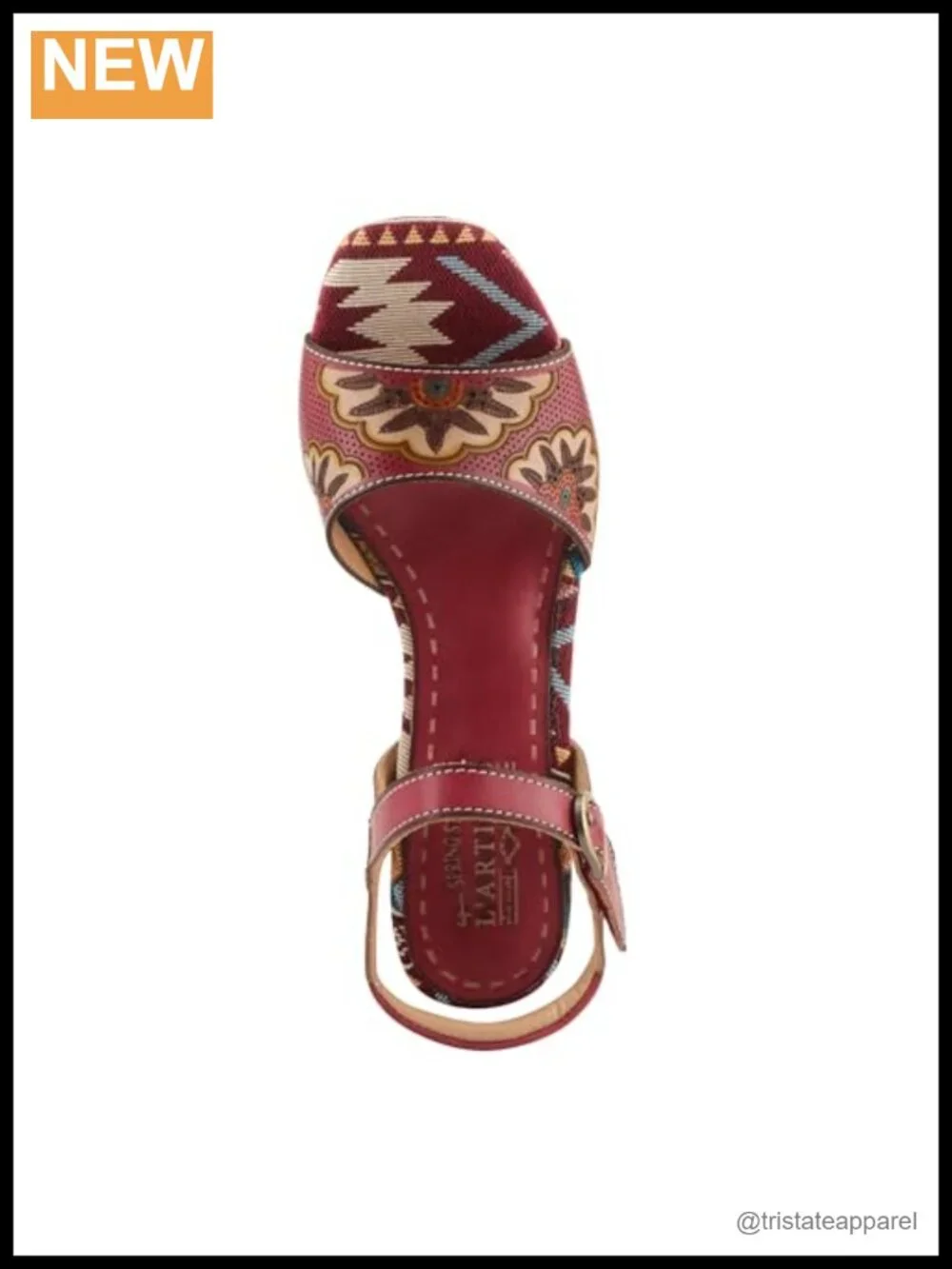 Hand-Painted Leather Ankle Strap Platform Sandals - Block Heel